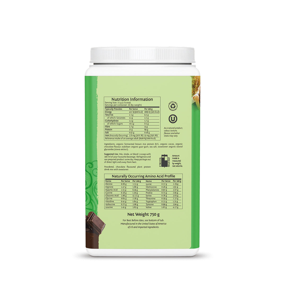 Sunwarrior natürliches Reisprotein - 750g - fit and life shop