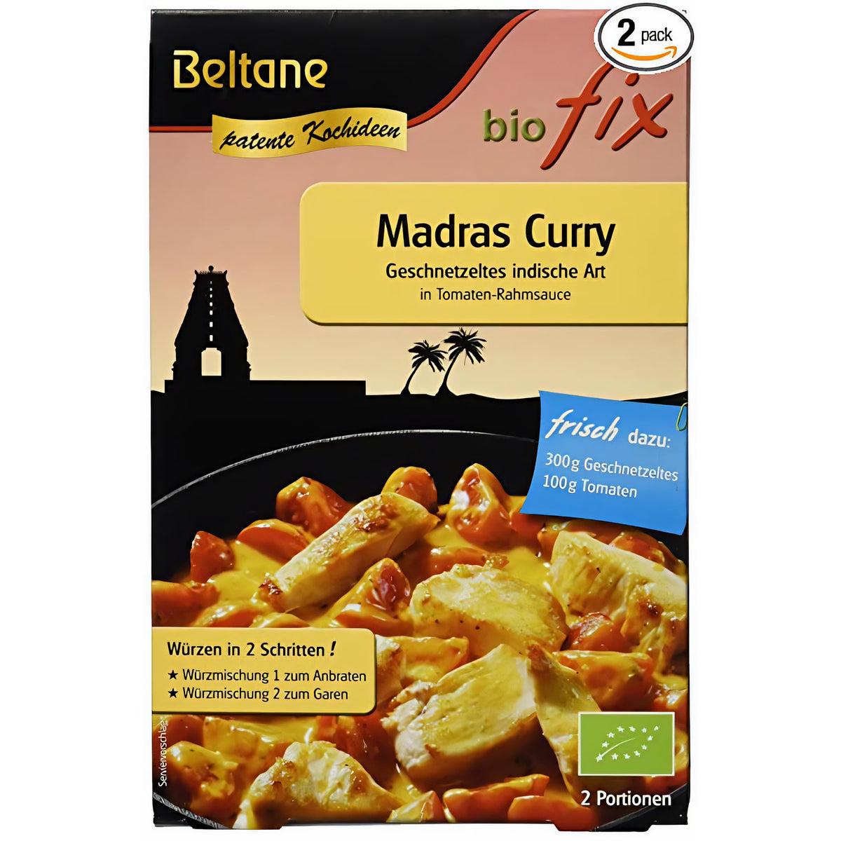 Beltane Bio Madras Curry Gewürzmischung in einer 19,7g Packung, ideal zum Kochen, mit natürlichen Bio-Zutaten