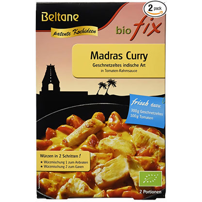 Beltane Bio Madras Curry Gewürzmischung in einer 19,7g Packung, ideal zum Kochen, mit natürlichen Bio-Zutaten