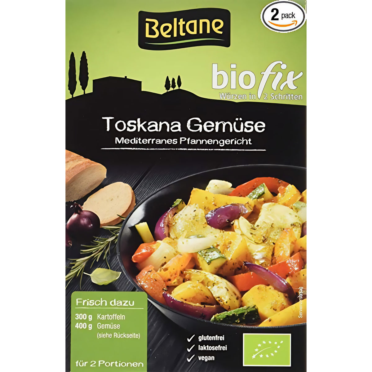 Beltane Biofix Toskana Gemüse Kochen, frisches Gemüse in 2x 19,4g Packungen, ideal für gesunde Mahlzeiten, natürlich und aromatisch