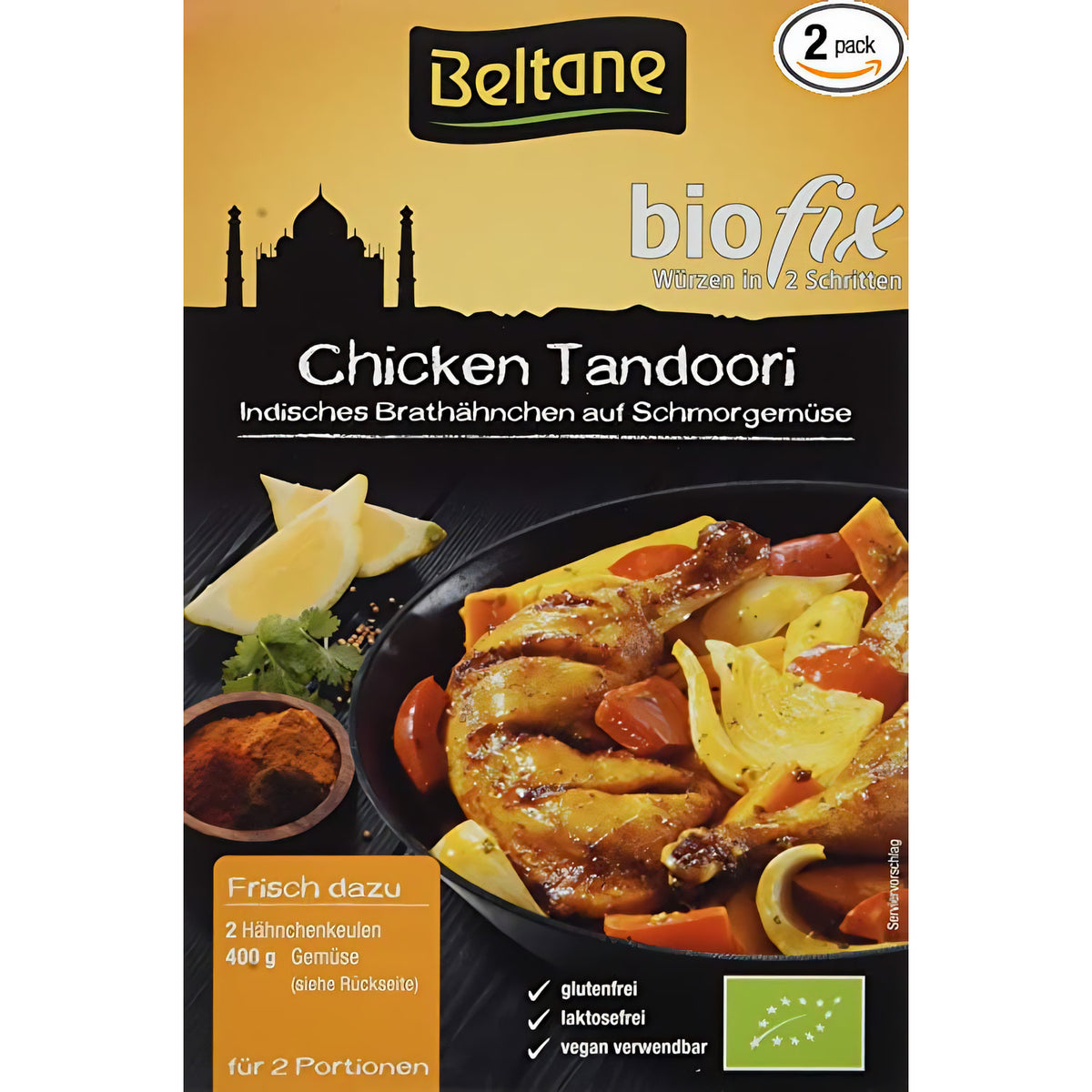 Beltane Biofix Chicken Tandoori Gewürzmischung in 2 Packungen à 21,5g, ideal für Kochen und Tandoori-Gerichte