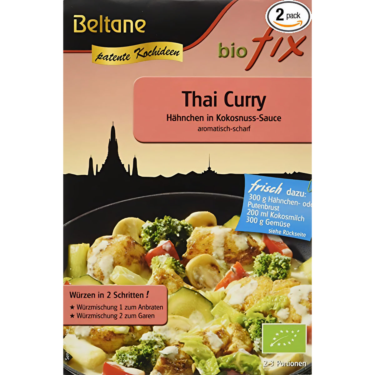 Beltane Biofix Thai Curry Gewürzmischung in 2x 20,9g Packungen, ideal zum Kochen authentischer Thai Gerichte