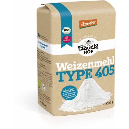 Bio Weizenmehl Type 405 von Bauckhof, Demeter, in 6x 1000g Packungen, ideal zum Kochen und Backen.