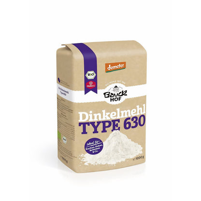 Bauckhof Bio Dinkelmehl Typ 630 hell, Demeter, 1kg, feines helles Vollkornmehl für das Kochen und Backen