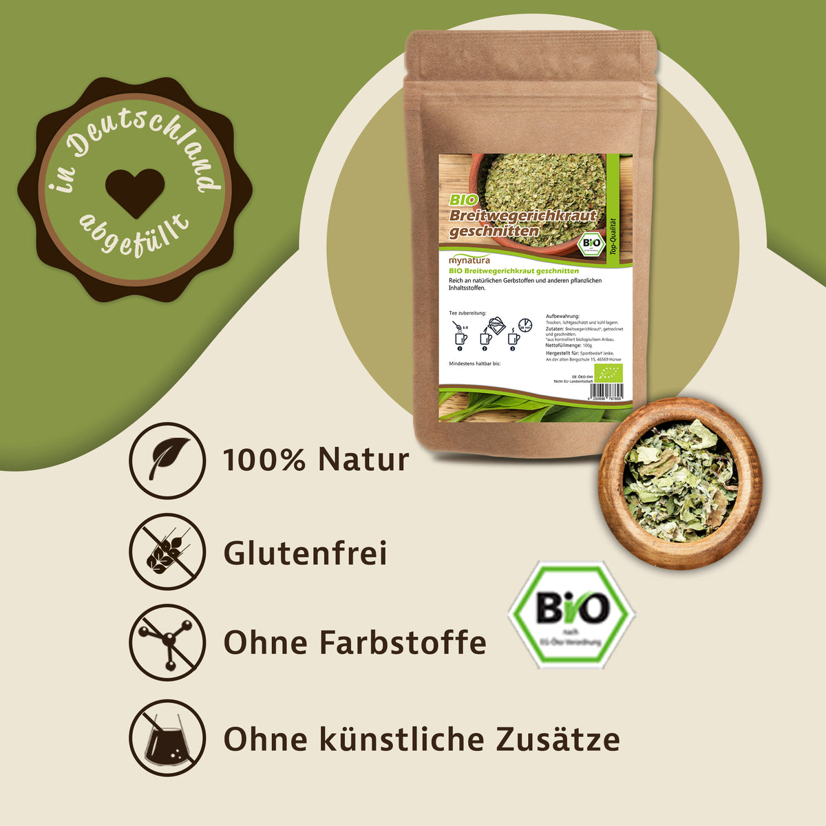 Mynatura Breitwegerichkraut - getrocknet und geschnitten -  in verschiedenen Größen — Abbildung 2