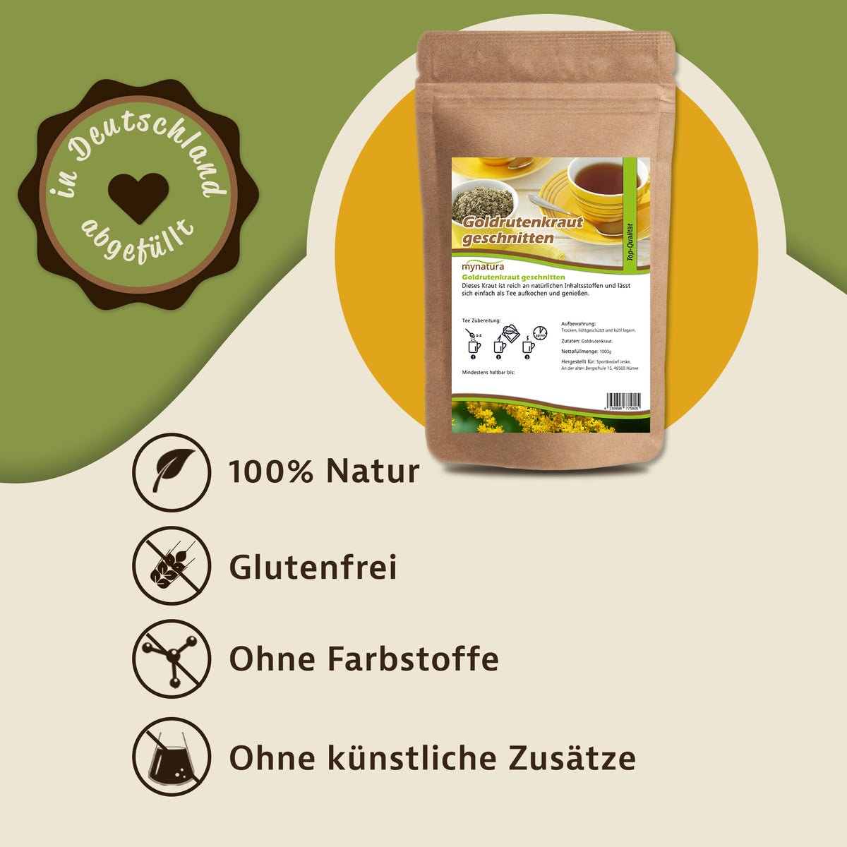 Mynatura Goldrutenkraut getrocknet & geschnitten –  in verschiedenen Größen — Abbildung 2