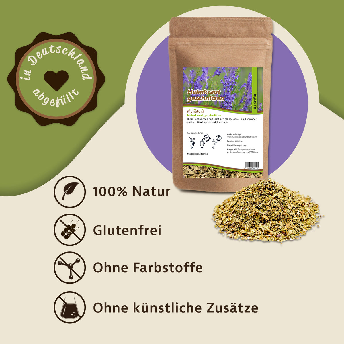 Mynatura Helmkraut getrocknet & geschnitten –  in verschiedenen Größen — Abbildung 2