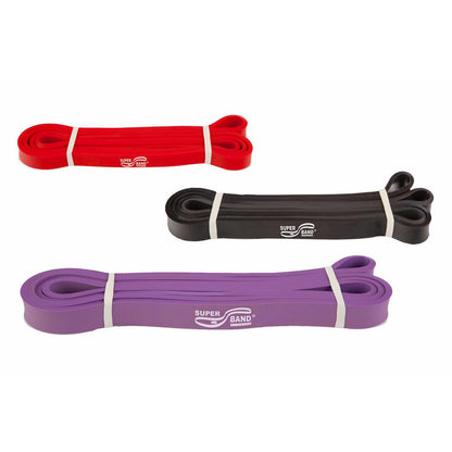 Dittmann Gymnastikband SUPERBAND - 3er Kombi - Rot, Schwarz, Lila