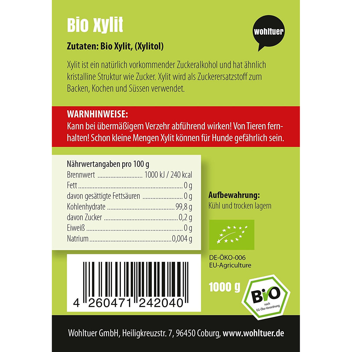 Wohltuer Bio Xylit Zucker - Birkenzucker im Beutel 1000g — Abbildung 4