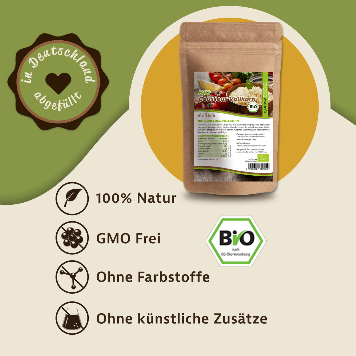 Mynatura Bio Vollkorn Couscous - 1kg Beutel — Abbildung 2