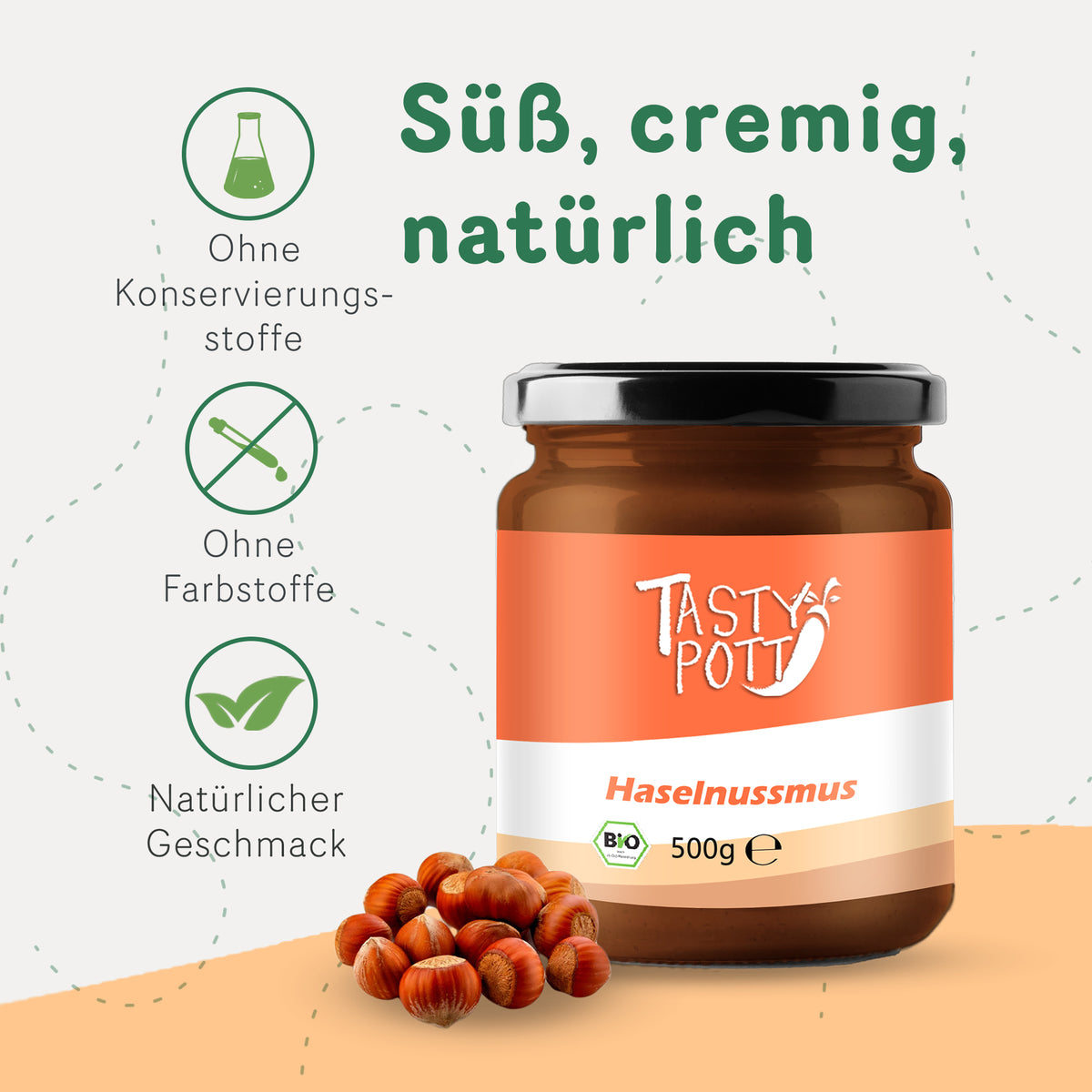Tasty Pott Bio Haselnussmus 500g Glas — Abbildung 3