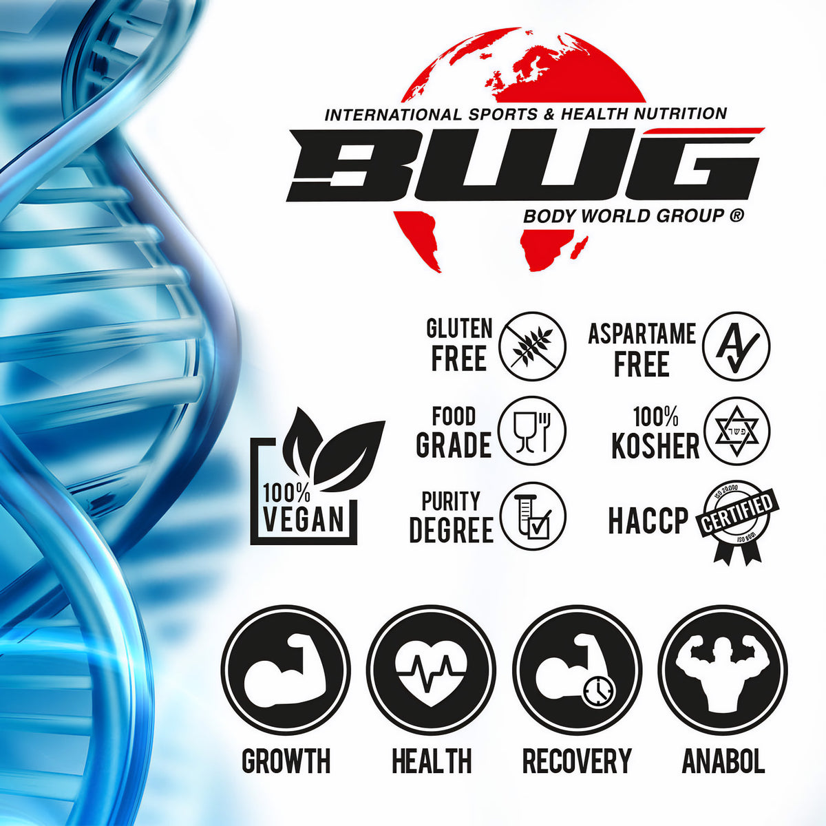 Beutel mit BWG Ultra L-Glutamin und Vitamin B6, vitaminreiche Nahrungsergänzung, in 1000g Packung, von BodyworldGroup