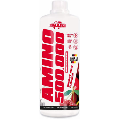 BodyworldGroup BWG Amino Liquid Cherry Kick 500.000, flüssiges Amino-Produkt in 1000ml Flasche mit Kirschgeschmack