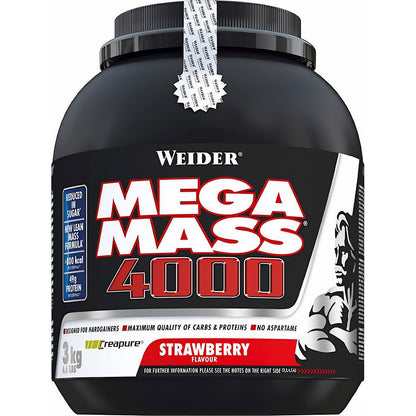 Weider Mega Mass 4000 Weight Gainer Dose mit verschiedenen Geschmacksrichtungen, 3000g Packung, cremige Textur