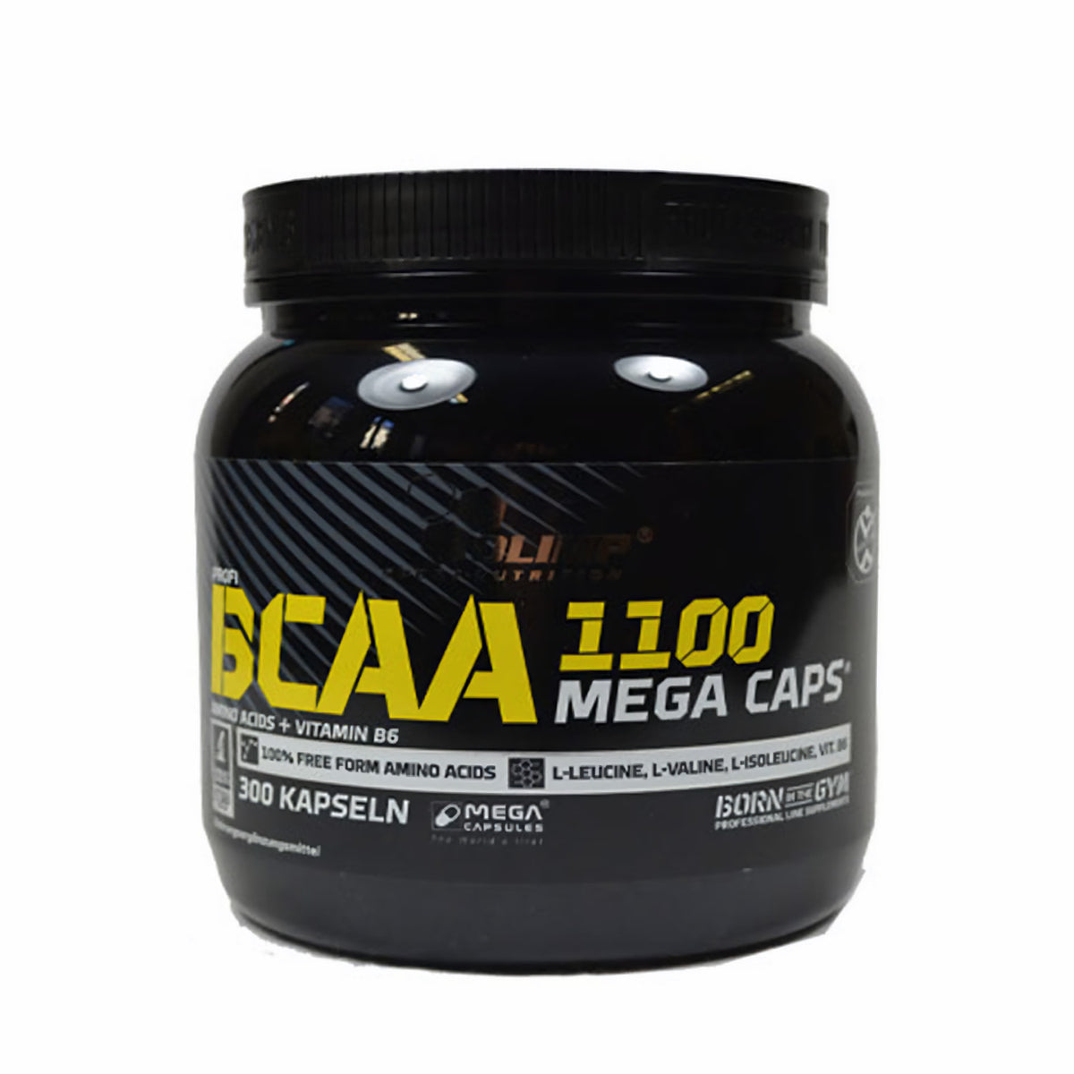 BCAA Mega Caps von Olimp, 300 Kapseln, sportliche Nahrungsergänzung für Muskelaufbau und Regeneration, weiße Kapseln in Dose
