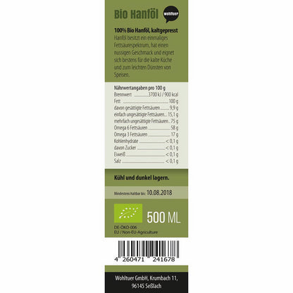 Wohltuer Bio Hanföl kaltgepresst - 500ml — Abbildung 5