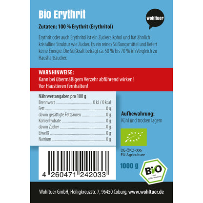 Wohltuer Bio Erythrit Süßmittel  - 1000g — Abbildung 4