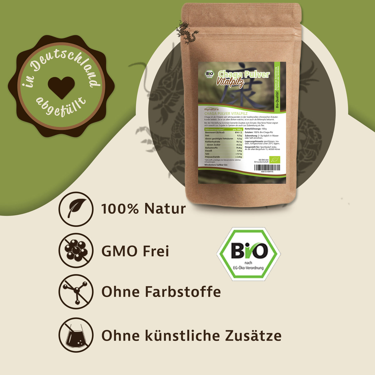 Mynatura Bio Chaga Pulver - 100g — Abbildung 2