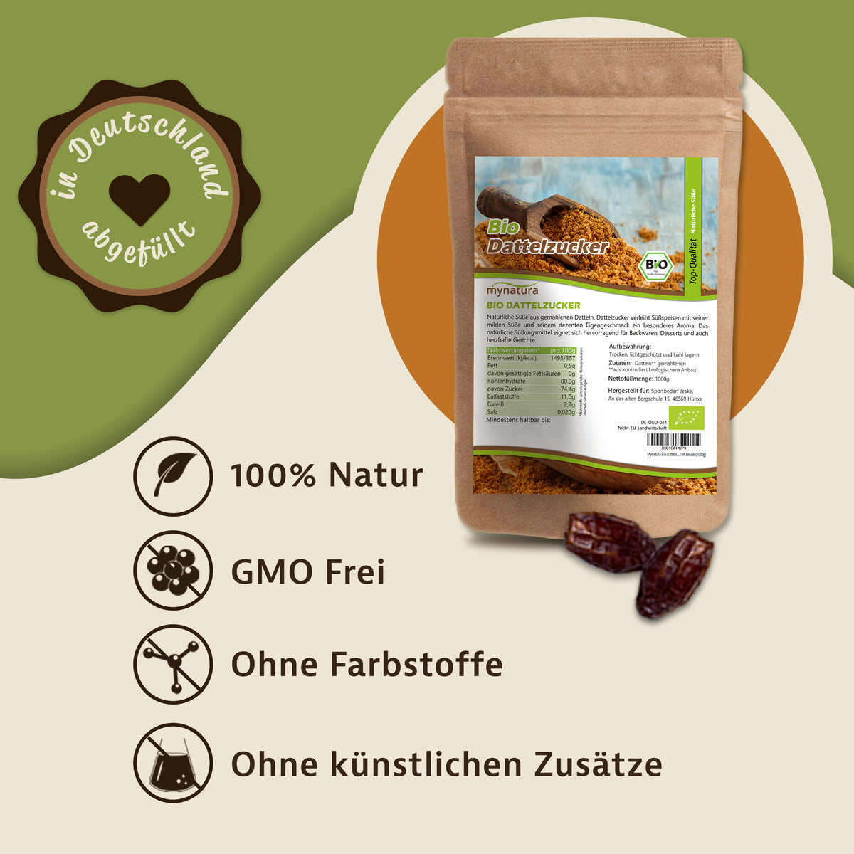 Mynatura Bio Dattelzucker – ab 1000g - fit and life shop