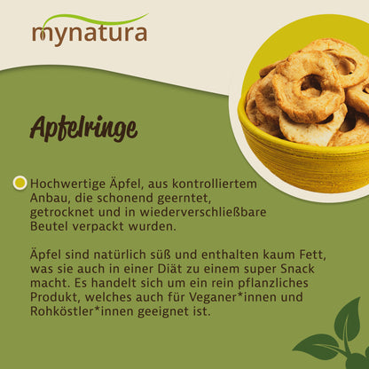 Mynatura getrocknete Apfelringe ungeschwefelt – ab 1000g - fit and life shop