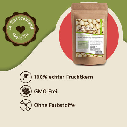 Mynatura gefriergetrocknete Erdbeeren in weißer Schokolade - ab 1000g - fit and life shop
