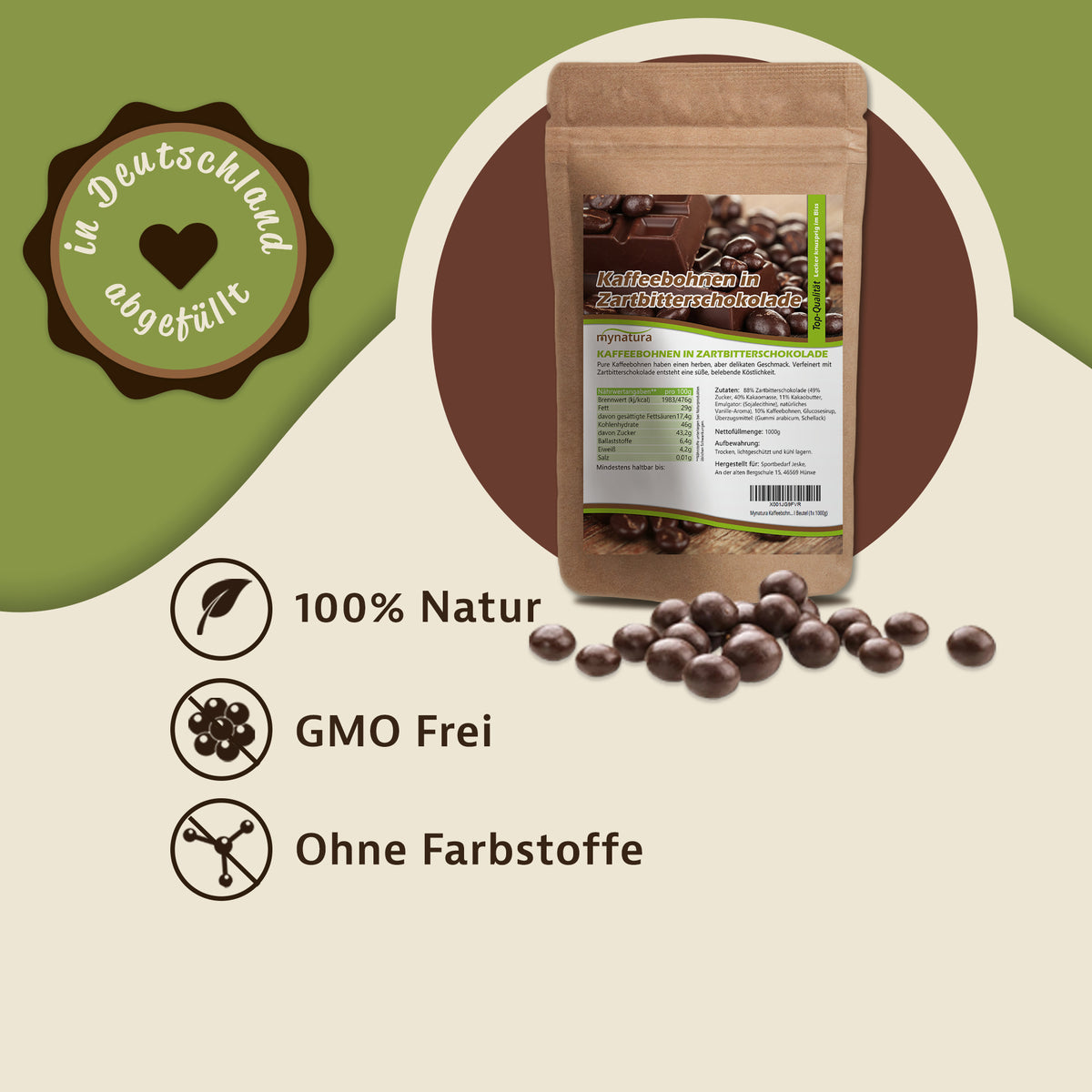 Kaffeebohnen in Zartbitterschokolade – ab 1000g - fit and life shop