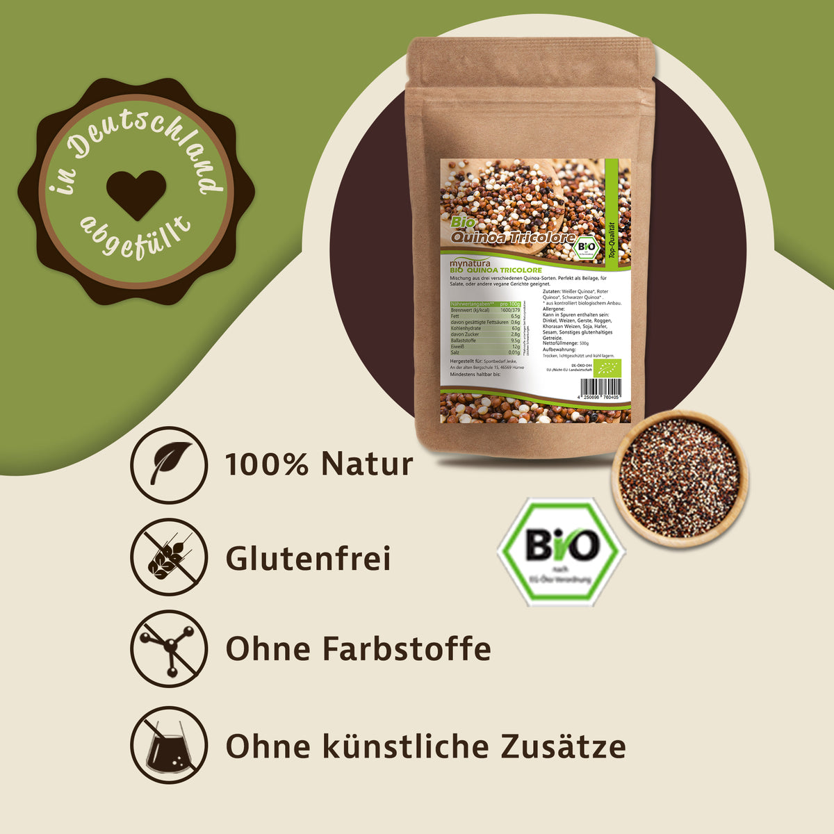 Mynatura Bio Quinoa Tricolore – verschiedene Größen im Beutel — Abbildung 2