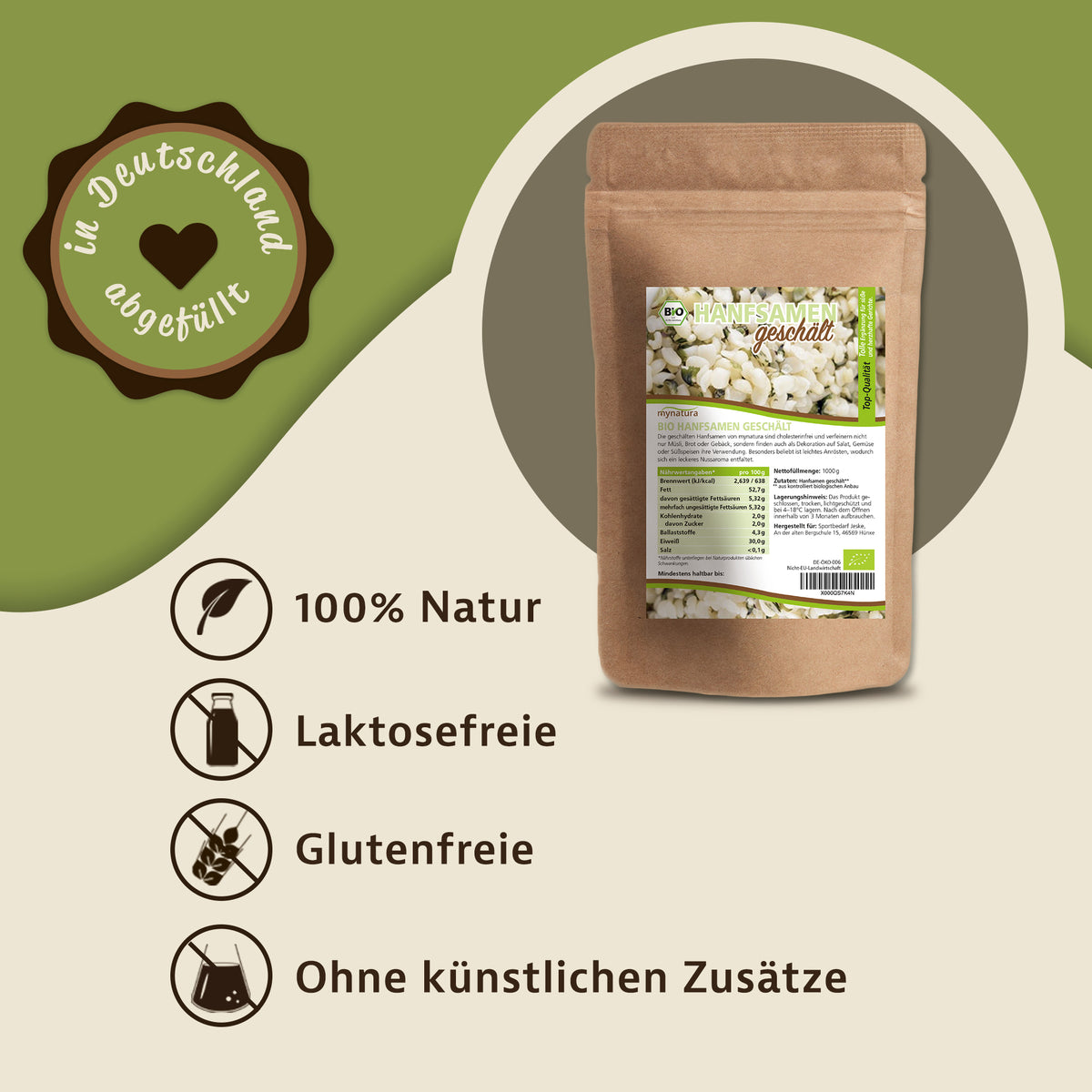 Mynatura Bio Hanfsamen ungeschält - 1kg — Abbildung 2