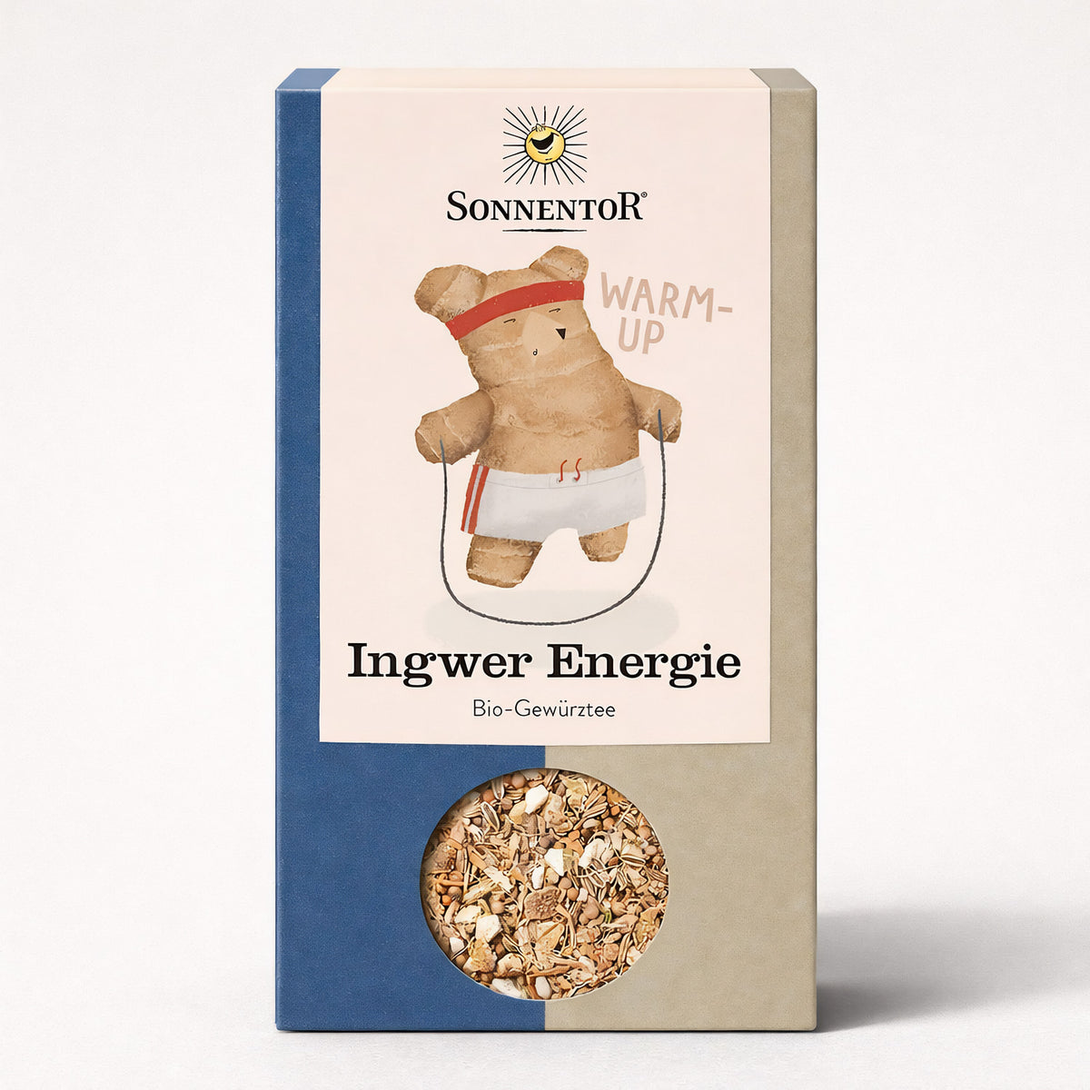 Bio Ingwer Energie Tee von Sonnentor, lose, mit frischem Ingwer und Kräutern, ideal für belebende Teemomente, 100g Verpackung