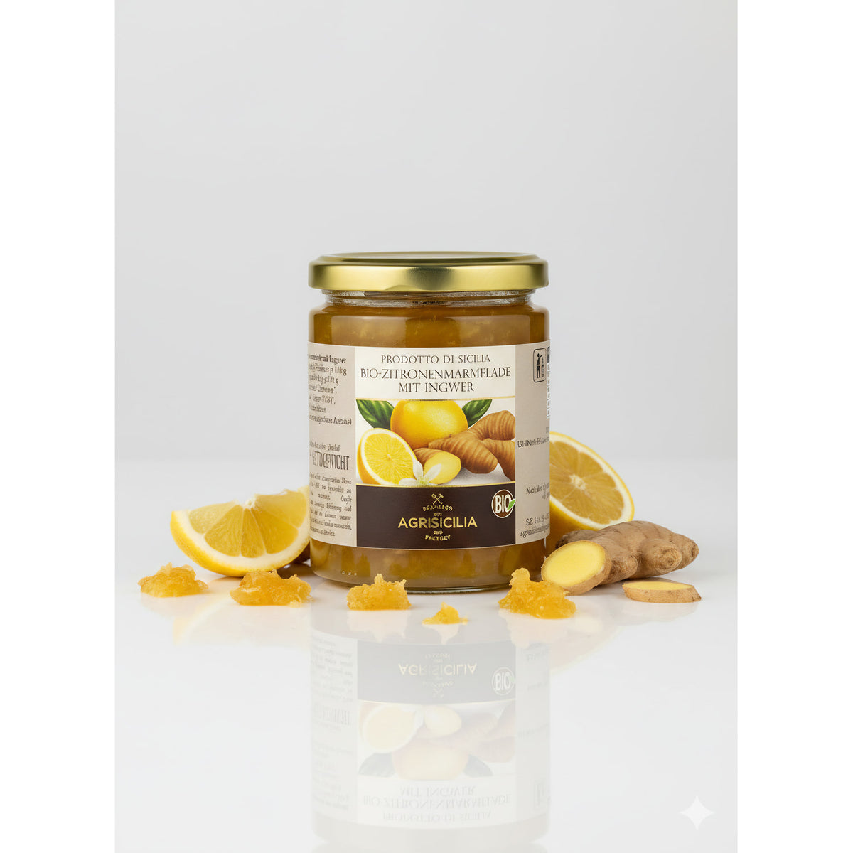 Agrisicilia Zitronen-Marmelade mit Ingwer, bio 360g - fit and life shop