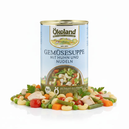 ÖKOLAND Gemüsesuppe mit Geflügel,  (6 x 400 g) - fit and life shop