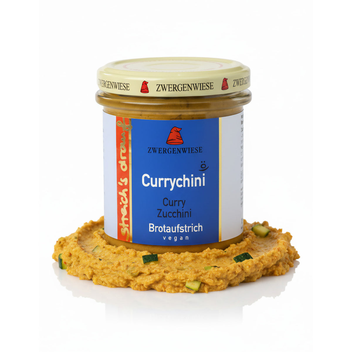 Zwergenwiese Bio Aufstrich streichs drauf Currychini (Curry-Zucchini) laktosefrei, 160 g - fit and life shop