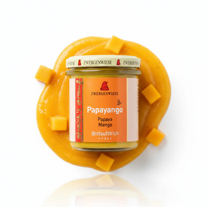 Zwergenwiese Bio Aufstrich streichs drauf Papayango (pikante Papaya-Mango) laktosefrei, 160 g - fit and life shop