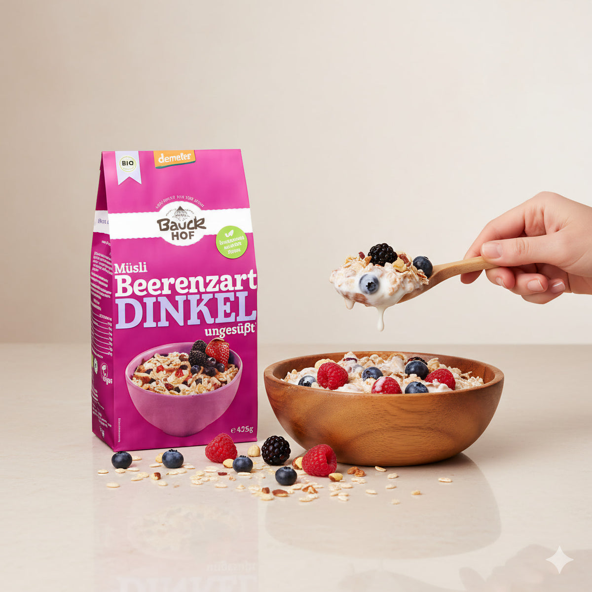 Bauckhof Bio Dinkelmüsli Beerenzart 425g - fit and life shop