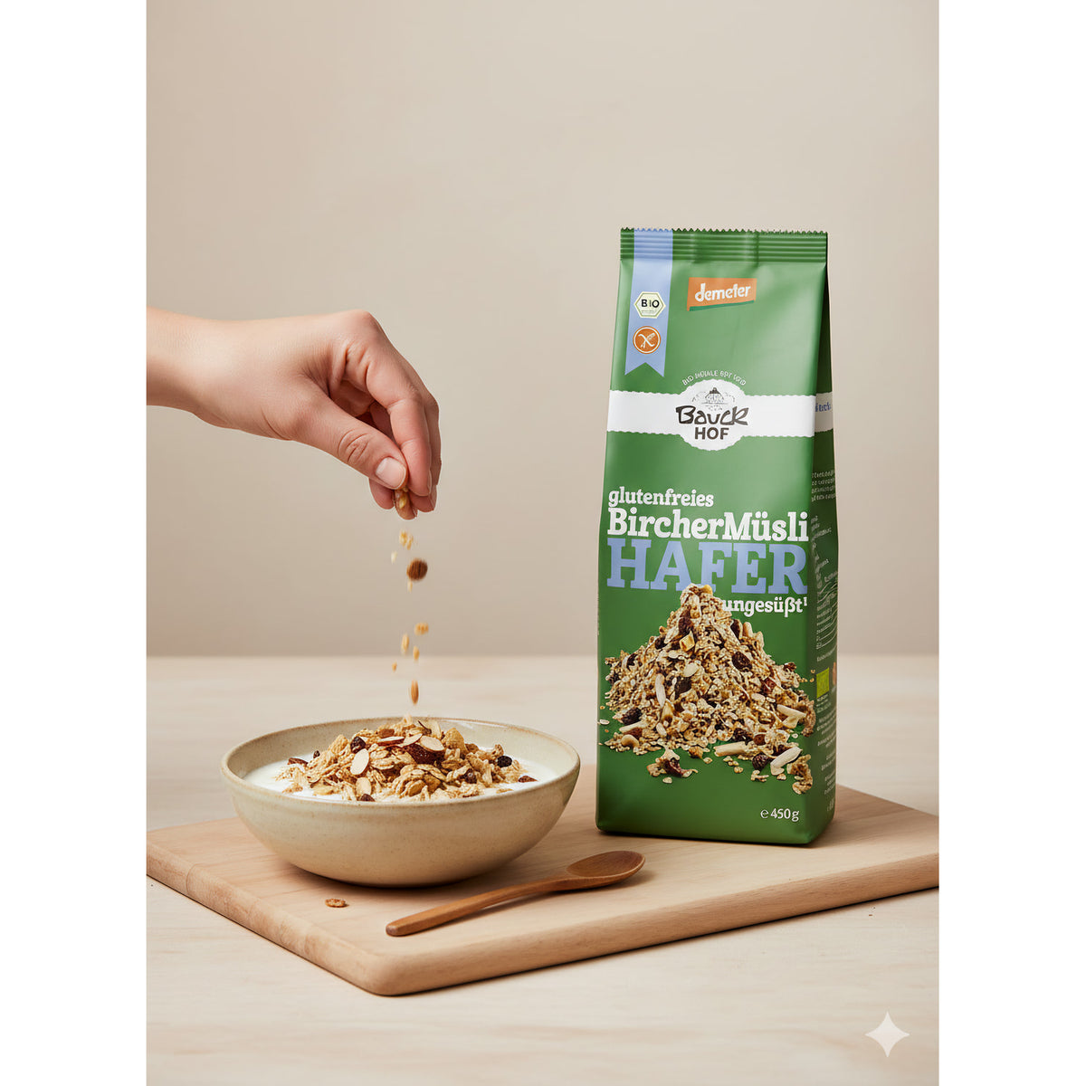 Bauckhof Bio Hafer Müsli Bircher glutenfrei Dem 450g - fit and life shop