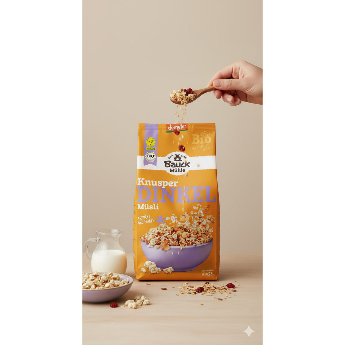 Bauckhof Dinkel Müsli, Knusperzart (1 x 425g) - fit and life shop