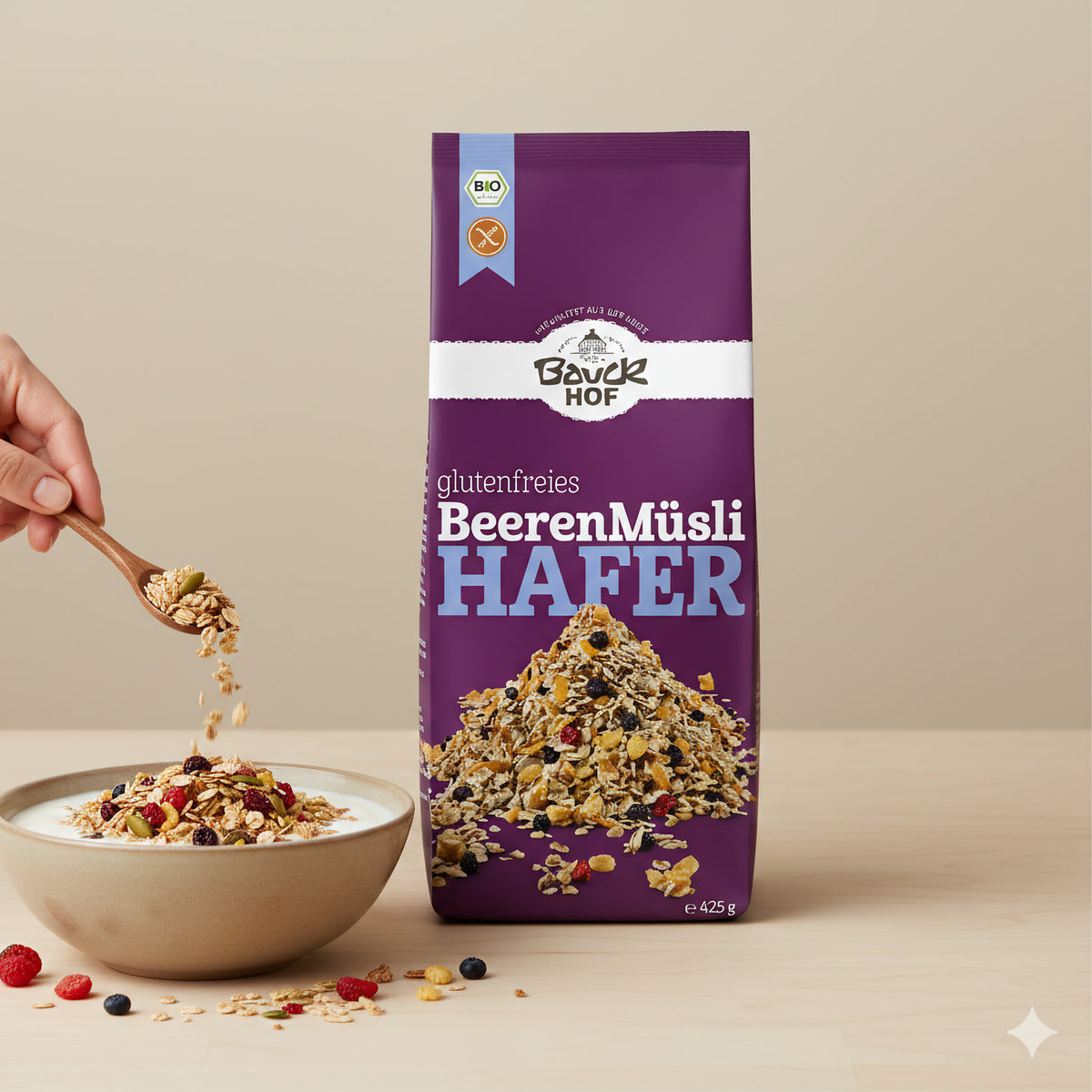 Bauckhof Hafermüsli Beeren glutenfrei (1 x 425 g) - Bio - fit and life shop