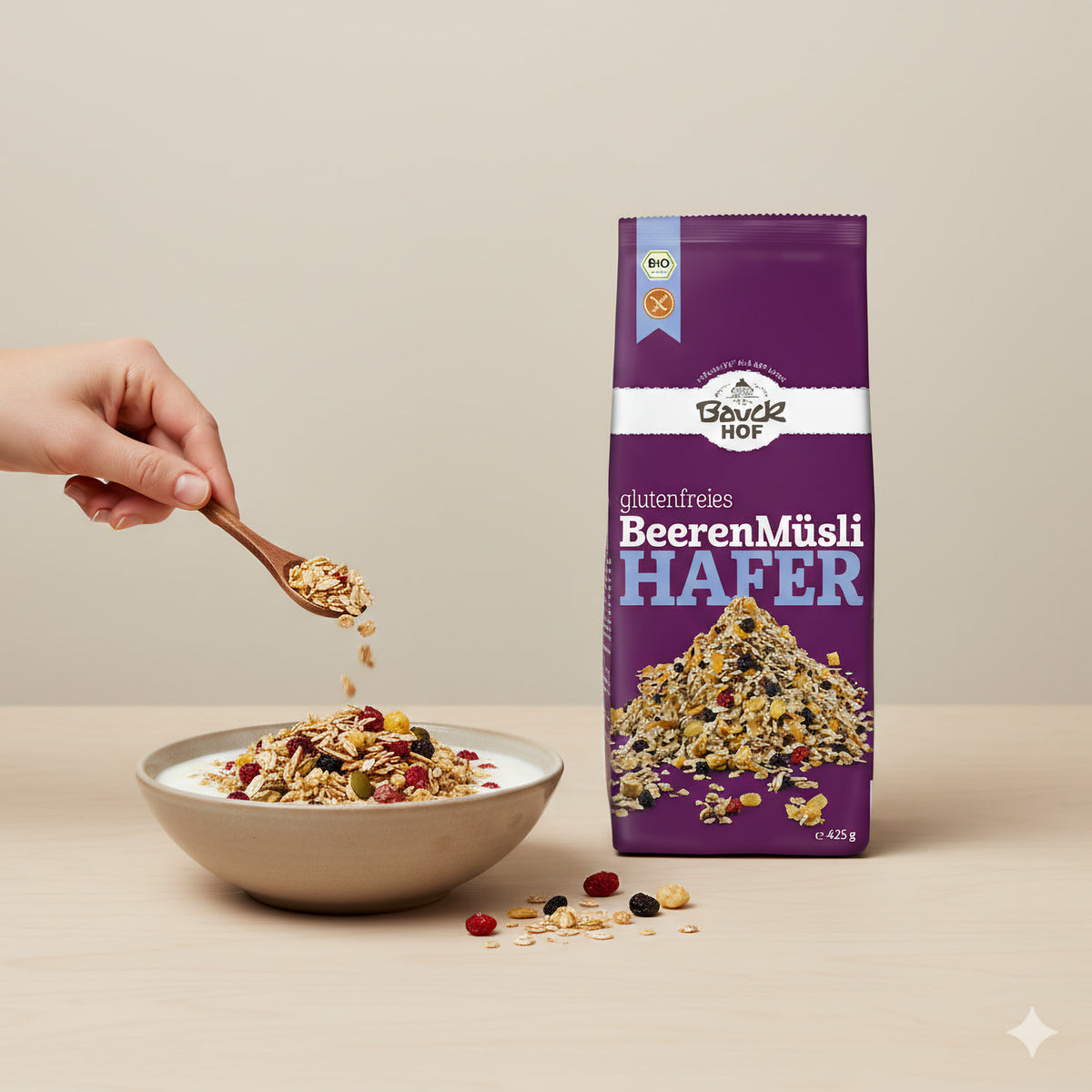 Bauckhof Hafermüsli Beeren glutenfrei (1 x 425 g) - Bio - fit and life shop