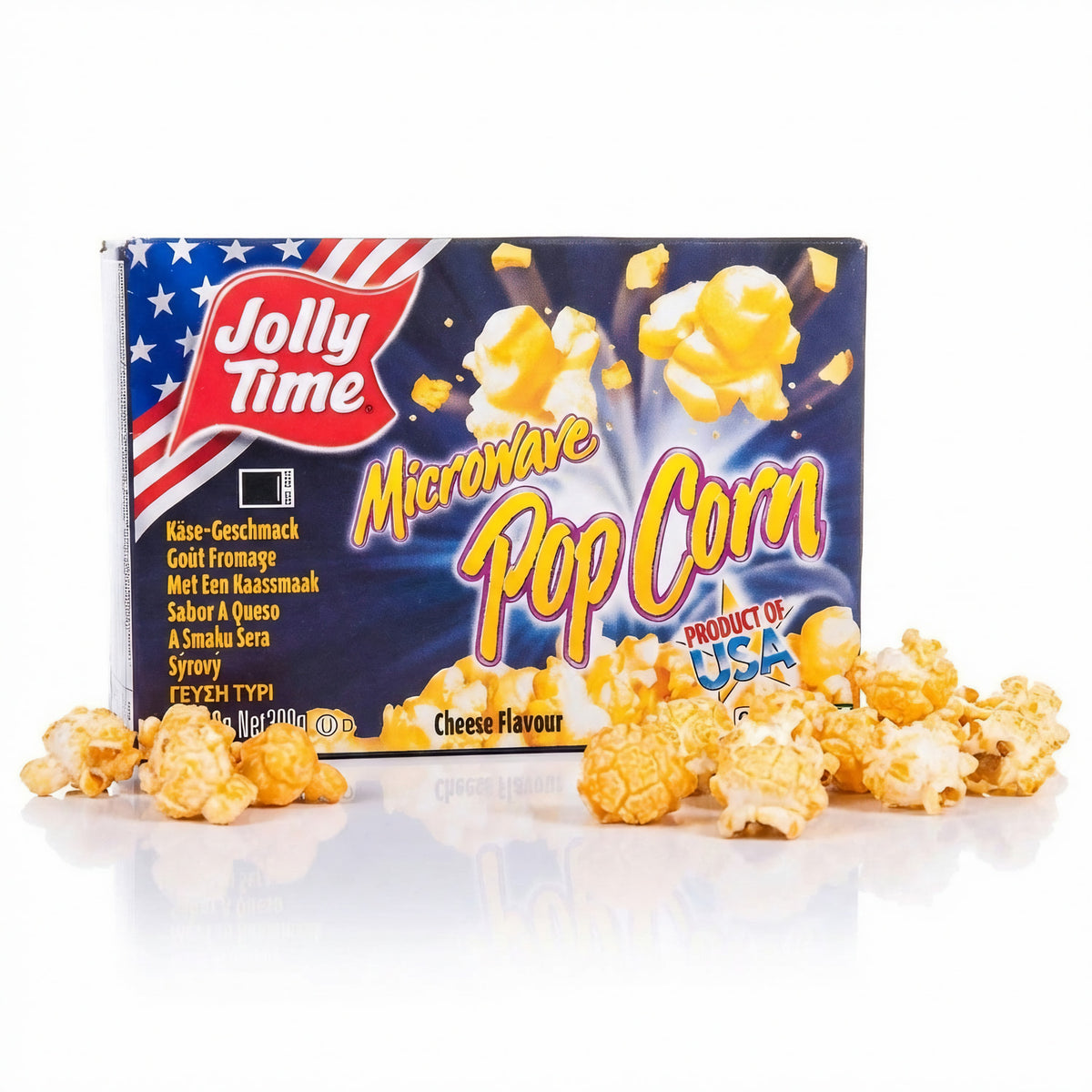 Jolly Mikrowellen-Popcorn mit Käse, Snacks, 3x 100 g, knuspriges Popcorn in einer Schüssel mit geschmolzenem Käse