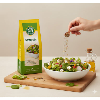 Lebensbaum Bio Salatgewürz in drei 40g Packungen, frische Kräuter und Gewürze für Salate, Naturprodukt, Gewürzsalz