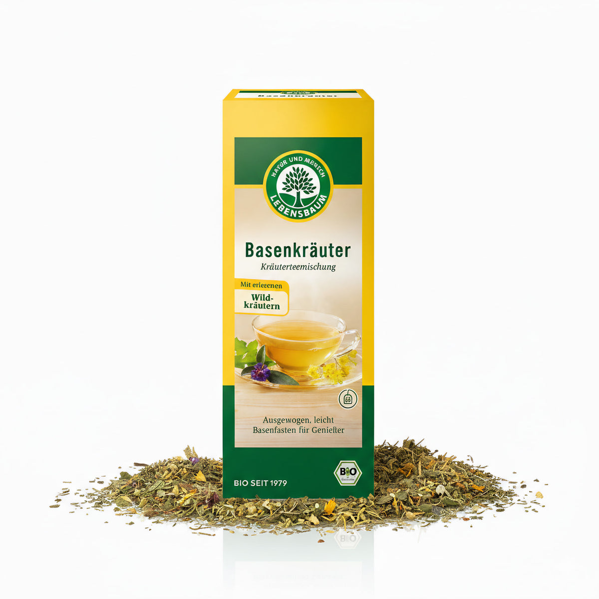 Lebensbaum Bio Basenkräuter Kräutertee-Mischung mit Wildkräutern, Frühstücks-Tee, 60g.