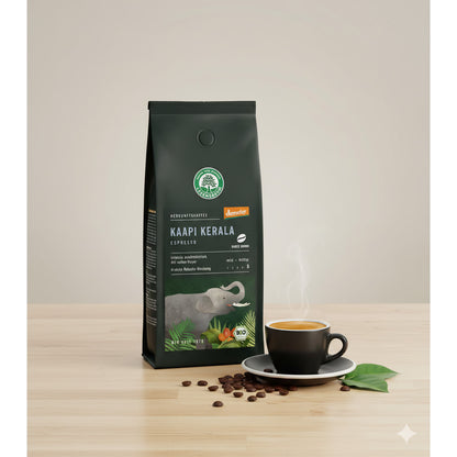 Lebensbaum Bio Espresso Kaapi Kerala Frühstück, dunkel geröstete Bohnen, Demeter-Qualität, 3 x 250g packung, frisch und aromatisch