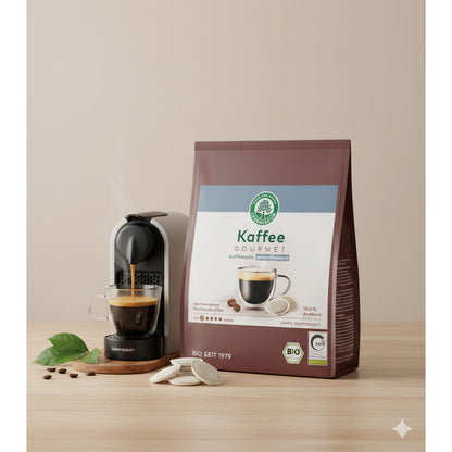 Lebensbaum Bio Gourmet Caffè Crema Pads, entkoffeiniert, Frühstück, Verpackung mit Pads, natürliche Kaffeealternative