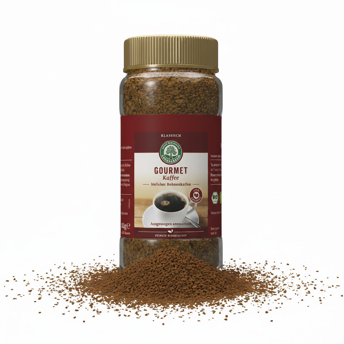 Lebensbaum Bio Gourmet Kaffee Instant, 3 x 100g, Frühstückskaffee in Dose, aromatischer Bio-Kaffee für den Morgen.