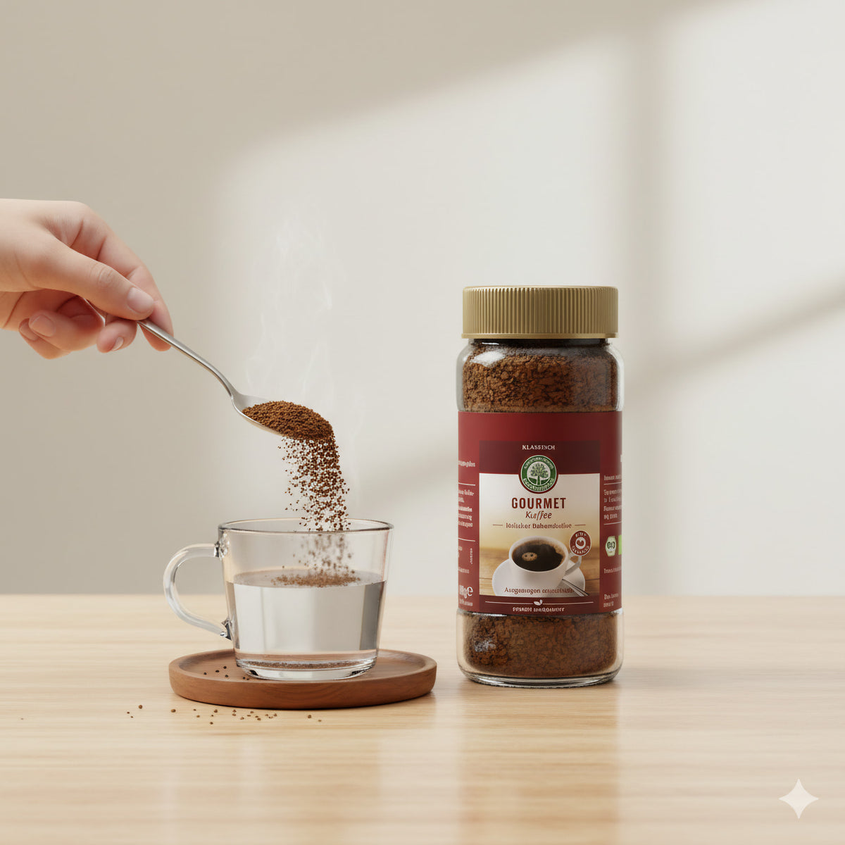 Lebensbaum Bio Gourmet Kaffee Instant, Frühstück, 3 x 100g, cremiger Kaffee in Packungen, frisch und aromatisch, Bio-Qualität
