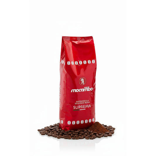 Mocambo Suprema Kaffeebohnen 1kg, frisch geröstete Kaffeebohnen für Frühstück, von Macambo in einer offenen Packung
