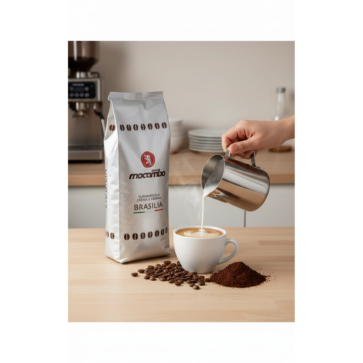Mocambo Brasilia Kaffeebohnen, 1kg, frisch für Frühstück, braune Kaffeebohnen in einer Verpackung, von Macambo.