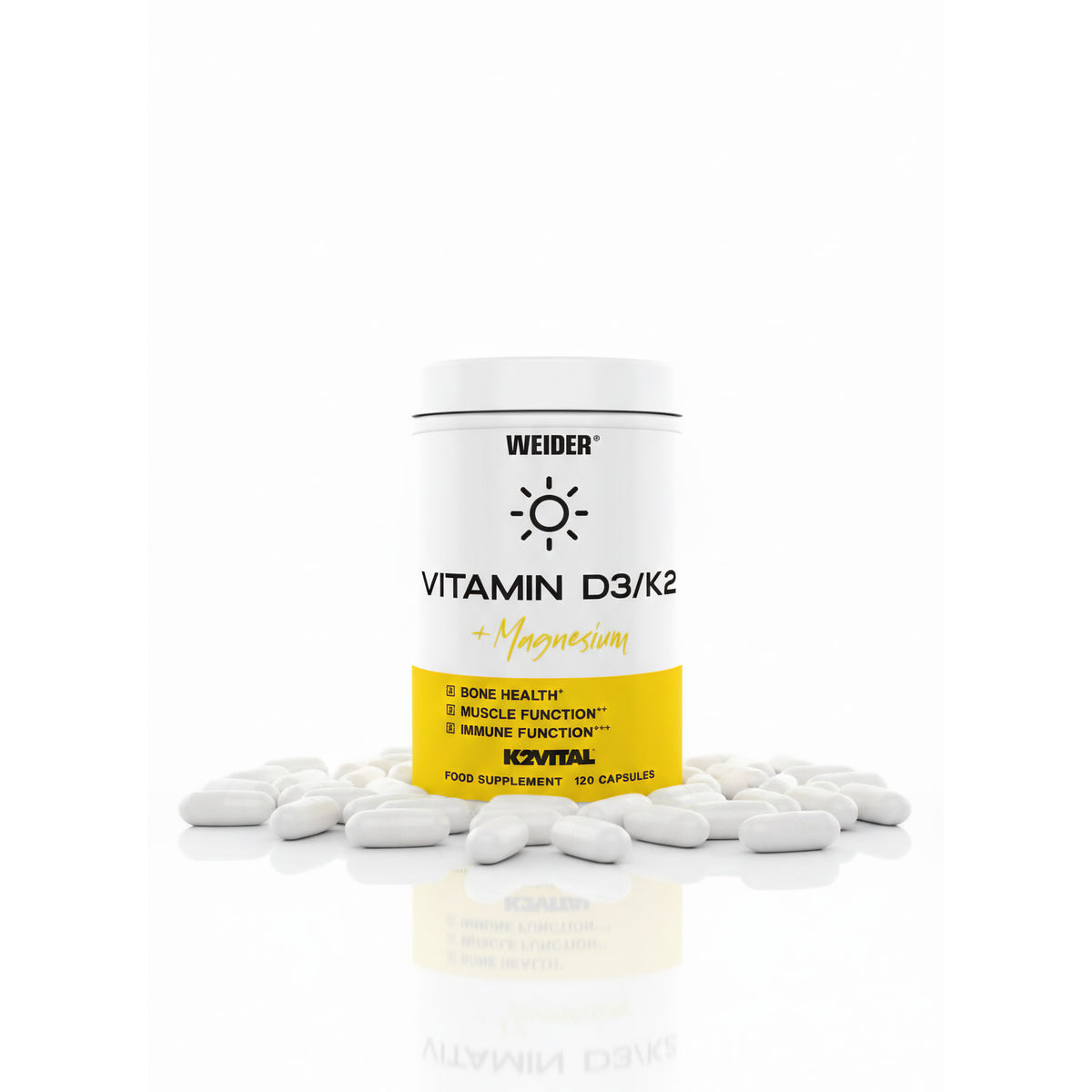 WEIDER Vitamin D3/K2 Kapseln - 120 Caps pro Dose