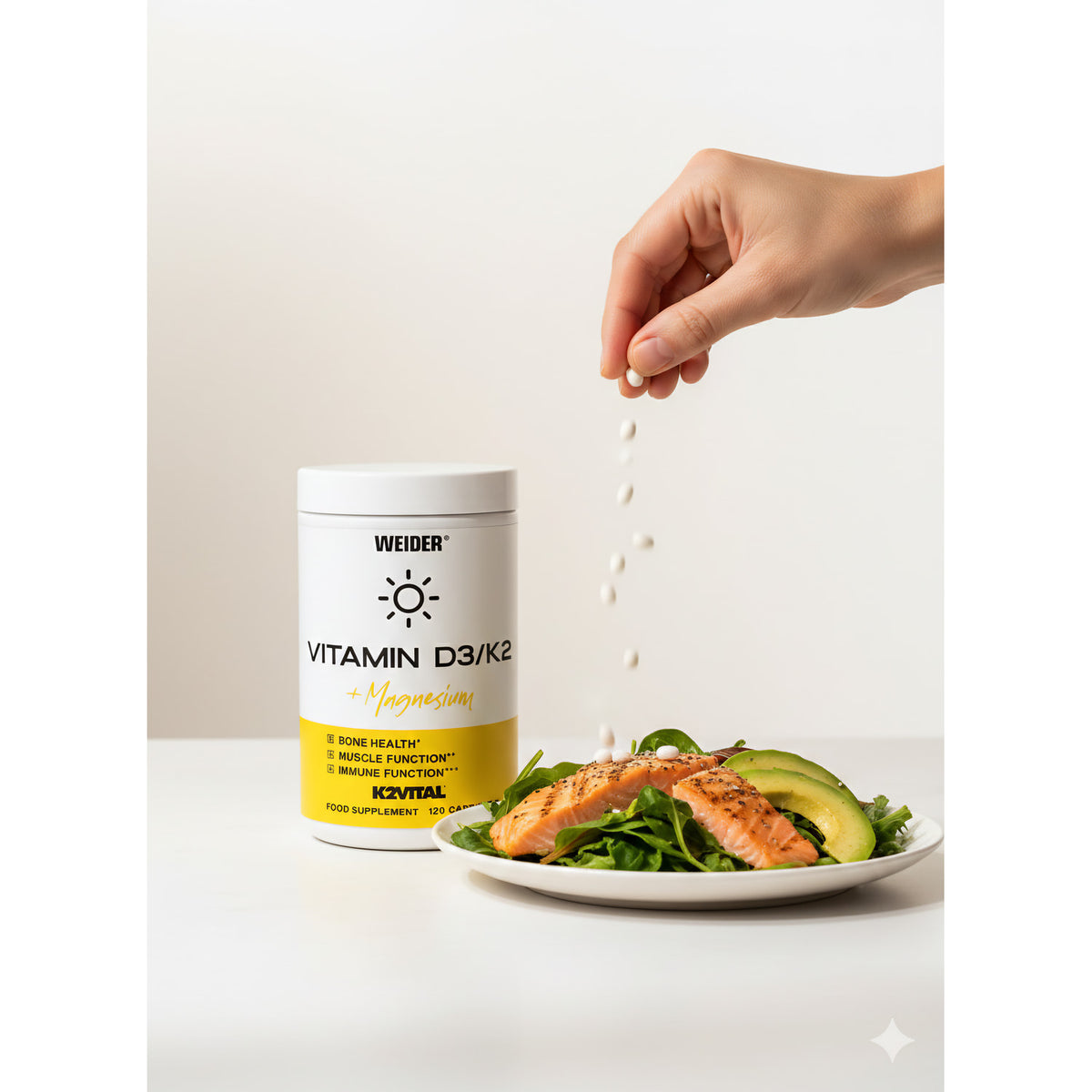 WEIDER Vitamin D3/K2 Kapseln - 120 Caps pro Dose — Abbildung 2
