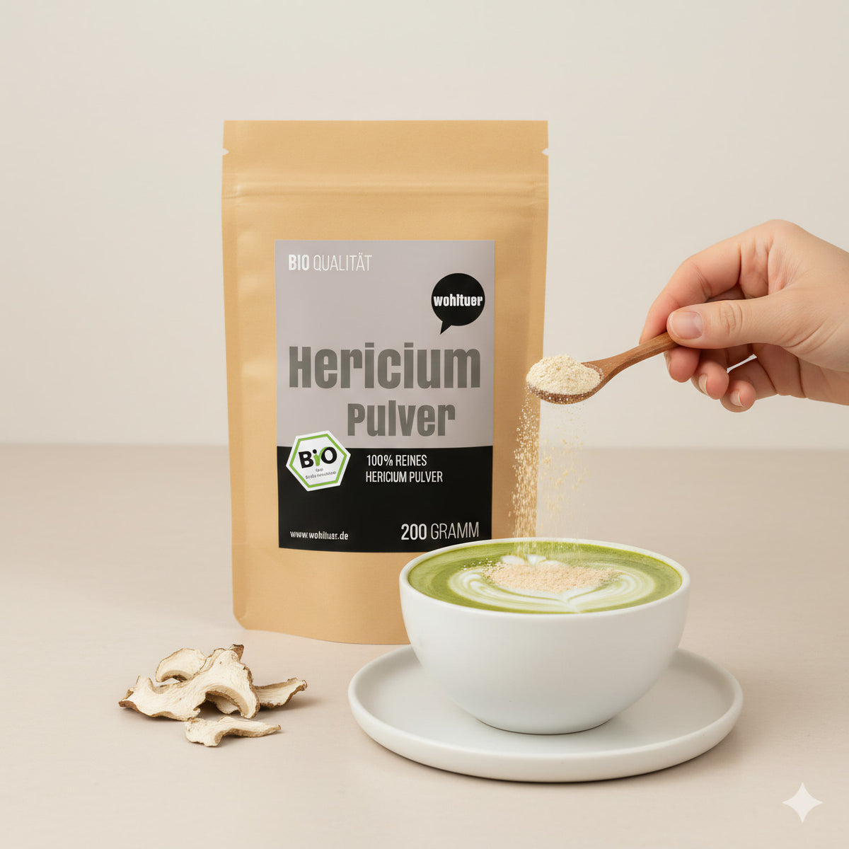 Wohltuer Bio Hericium Pulver Vitalpilz - 200g — Abbildung 2